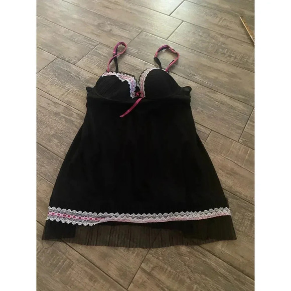 Elegant Black lingerie Lace Trim Nightgown Sleepwear Size Medium - Picture 1 of 4